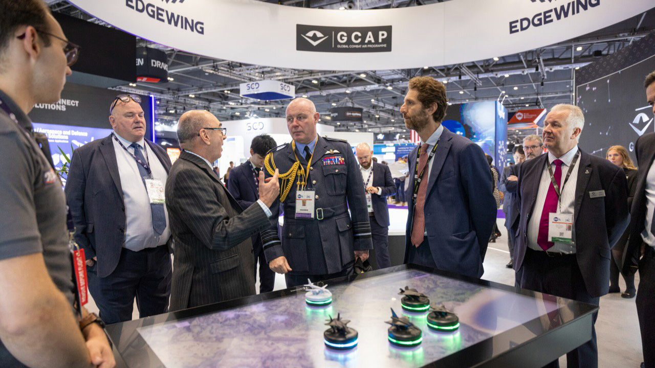 Air Marshal Harv Smyth of the UK’s Royal Air Force visits the GCAP/Edgewing stand at DSEI UK 2025